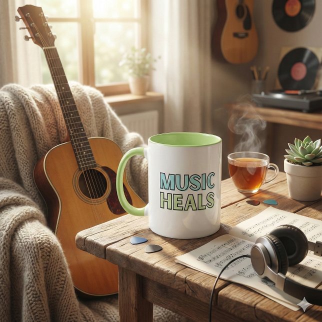 Music Heals Mug (Encourage music lovers with this, "Music Heals" mug! )