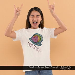 Music Heart Rainbow Doodle Personalized Birthday T-Shirt