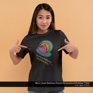 Music Heart Rainbow Doodle Personalized Birthday T-Shirt