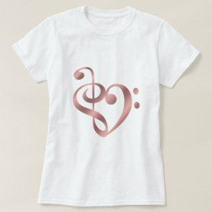 Music Heart Rose Gold in Love heart shape T-Shirt