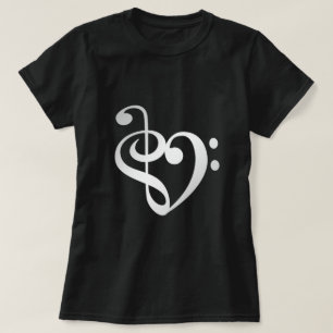 Music Heart Silver in Love heart shape T-Shirt