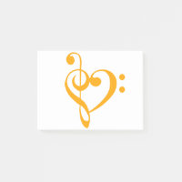 Music Heart Treble Bass Clef Heart - Saffron