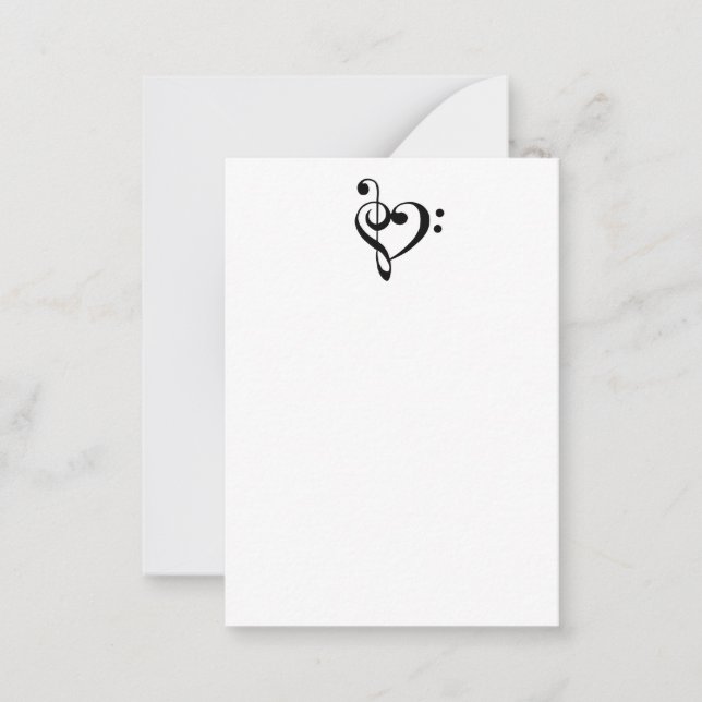 Music Heart Treble Clef Bass Clef Musician  Card (Front)