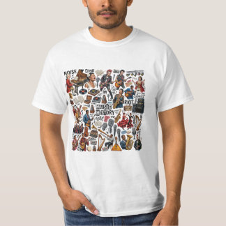 Music History & Genres Collage Art - Retro, Punk,  T-Shirt