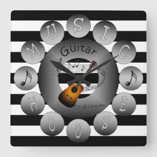 Music House Clock ~Acoustic Guitar ~Spiral Scale ~