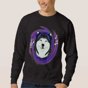 Music I Dj Headphones I Cute Husky Sweatshirt