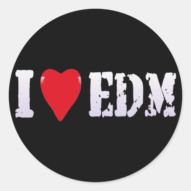 MUSIC - I HEART EDM CLASSIC ROUND STICKER (Front)