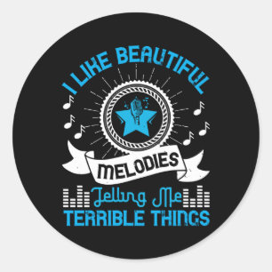 Music - I Like Beautiful Melodies Classic Round Sticker