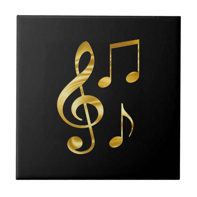 Music icons, gold on black, tile (Front)