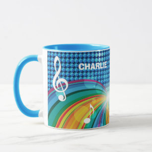 Music Illustration custom monogram mugs