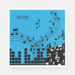 Music Illustration custom monogram paper napkins