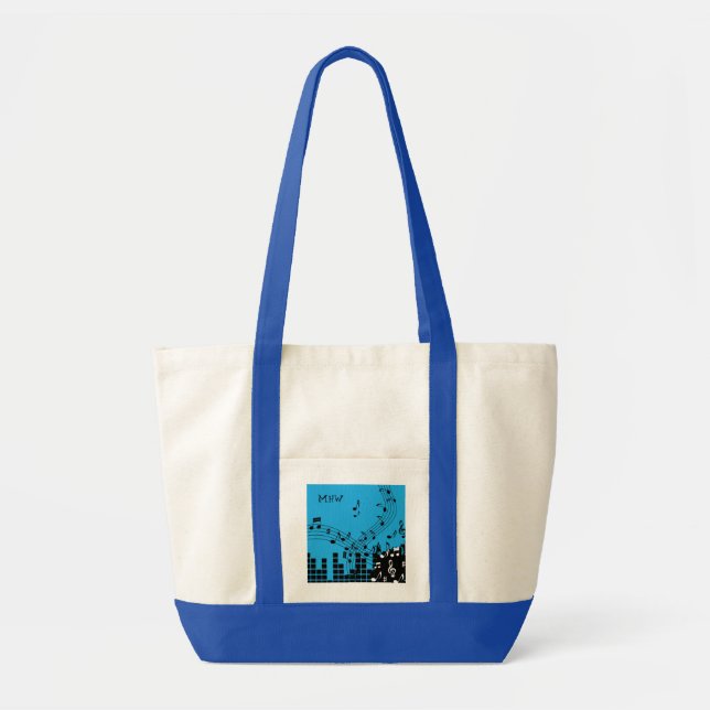 Music Illustration custom monogram tote bags (Front)