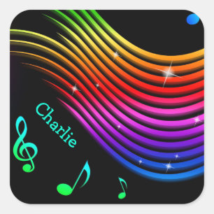 Music Illustration custom name stickers