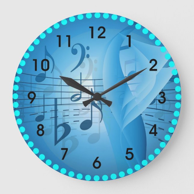Music in Blue Large Clock (Front)