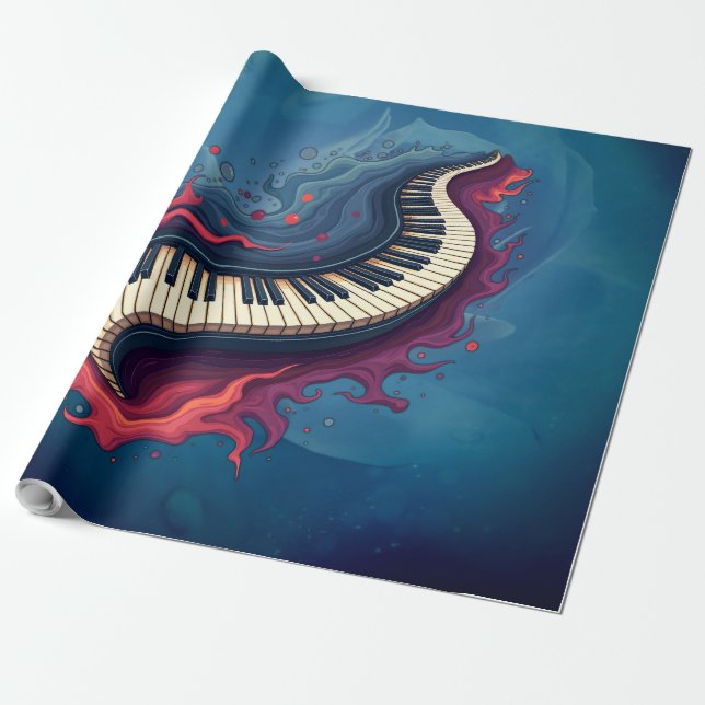 Music in motion, the curved piano.  wrapping paper (Unrolled)