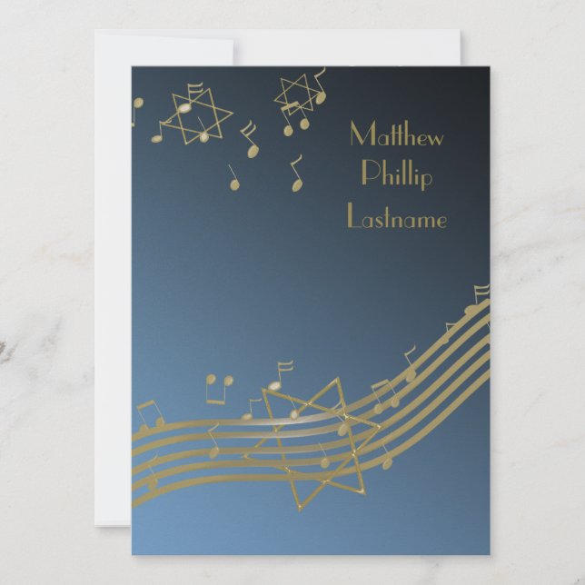 Music In The Air Bar Mitzvah 7.5 Invitation (Front)