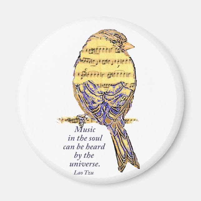 Music in the Soul Quote & Music Note Bird Magnet (Front)