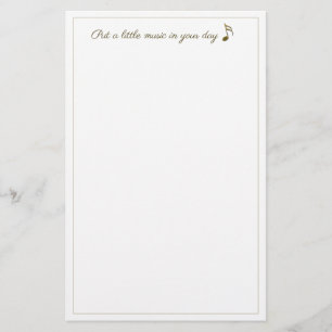 Music in Your Day Gold Music Note Stationery