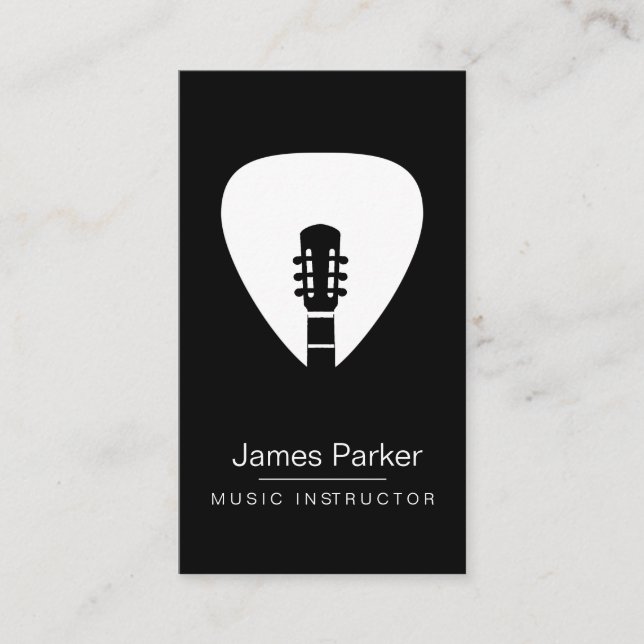 Music Instructor Guitar Logo Minimalist Musician Business Card (Front)