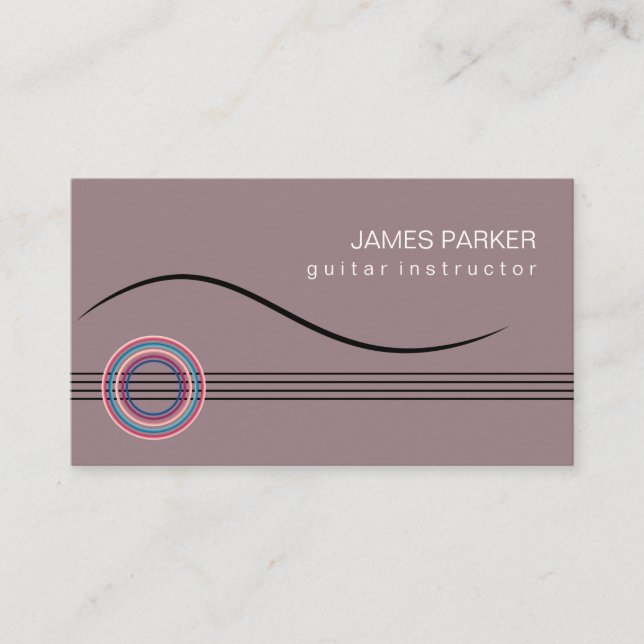 Music Instructor Guitar Logo Minimalist Singer Business Card (Front)