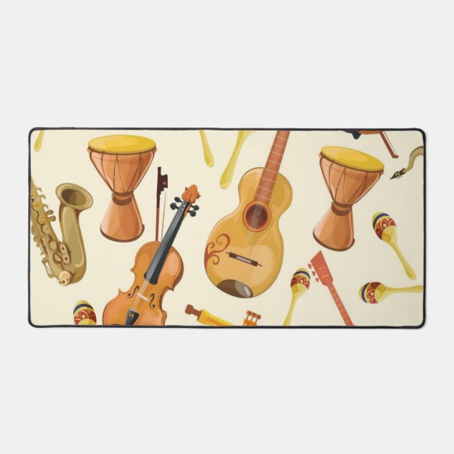 Music instrument pattern desk mat (Front)
