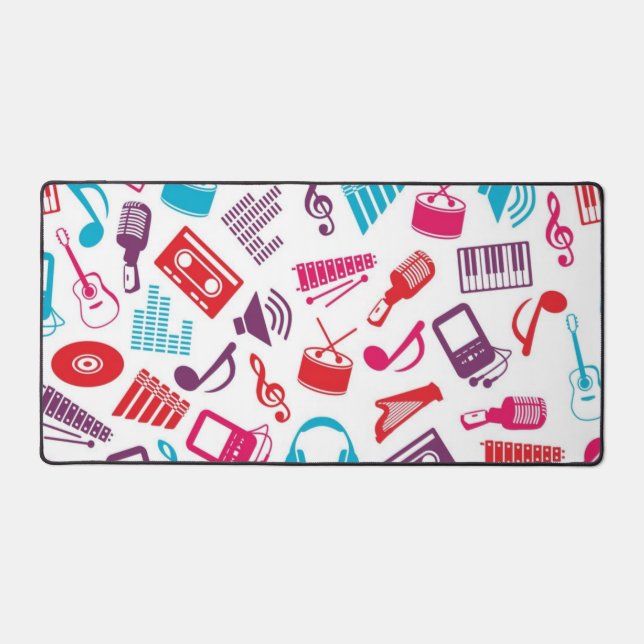 Music instrument pattern desk mat (Front)