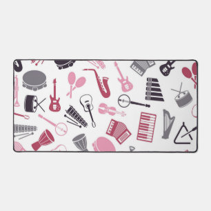Music instrument pattern desk mat