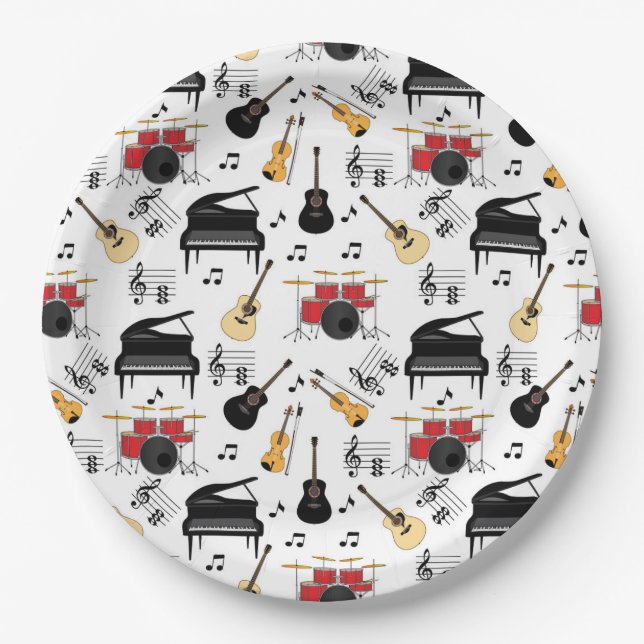 Music instrument pattern Paper Plate (Front)