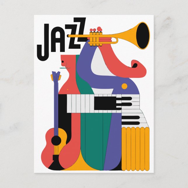 music instruments design postcard (Front)
