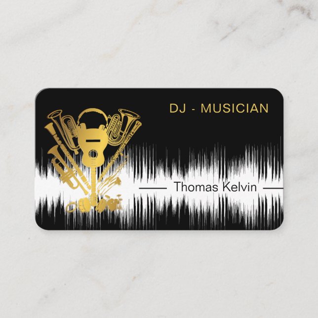  Music Instruments Event Organiser DJs Player Business Card (Front)
