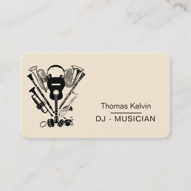  Music Instruments Event Organiser DJs Player Business Card (Front)