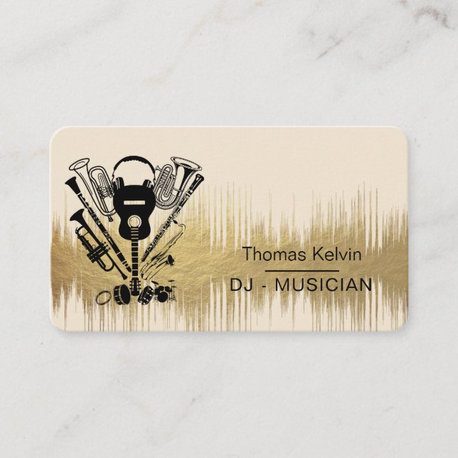  Music Instruments Event Organiser DJs Player Business Card (Front)