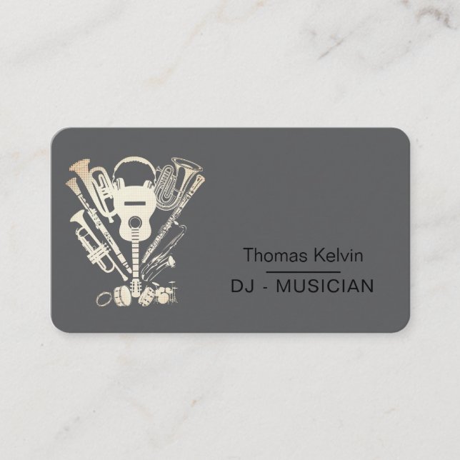  Music Instruments Event Organiser DJs Player Business Card (Front)