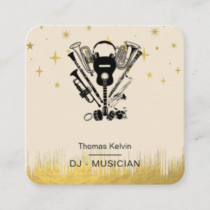 Music Instruments Event Organizer DJs Player Square Business Card