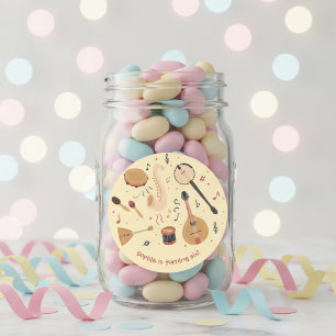 Music instruments kids birthday classic round sticker