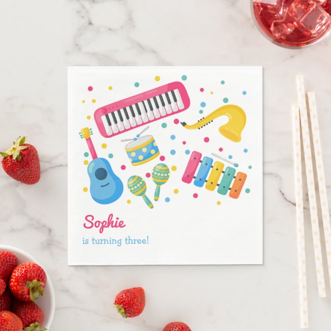 Music instruments kids birthday napkin (Insitu)
