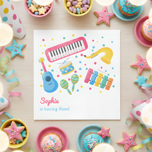 Music instruments kids birthday napkin