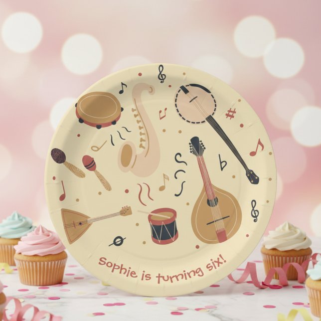 Music instruments kids birthday paper plate (Creator Uploaded)