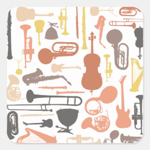 Music Instruments Square Sticker