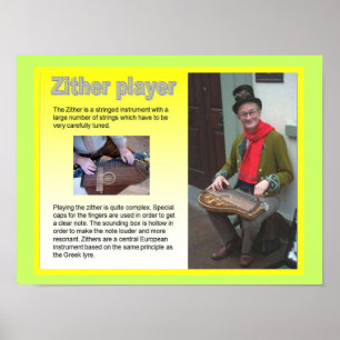 Music, instruments, Zither player Poster