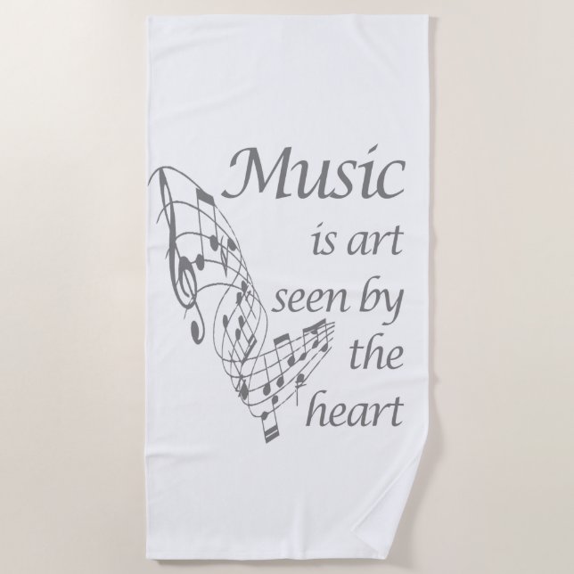 Music is art seen with the Heart Beach Towel (Front)