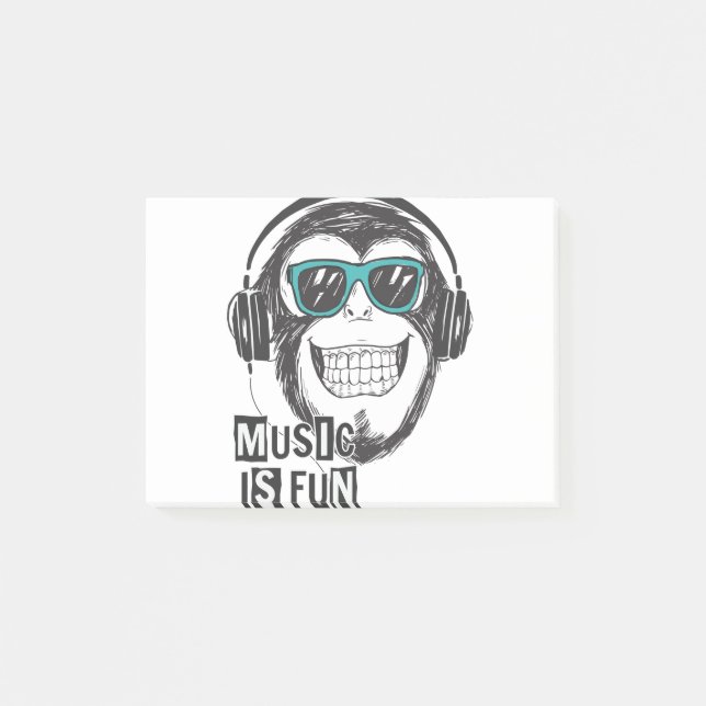 Music is fun monkey post-it notes (Front)