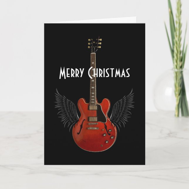 Music is Heaven Christmas Greeting Card (Front)