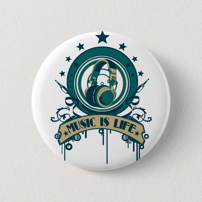 Music Is Life 6 Cm Round Badge (Front)