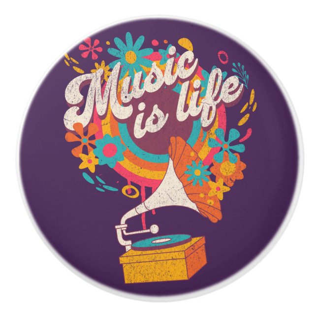 Music is life ceramic knob (Front)