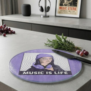 Music Is Life Glass Cutting Board – Lavender Vibes