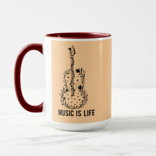 Music Is Life Instrument Art Combo Mug