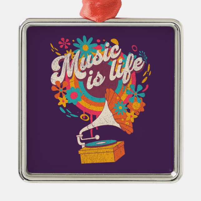Music is life metal tree decoration (Front)