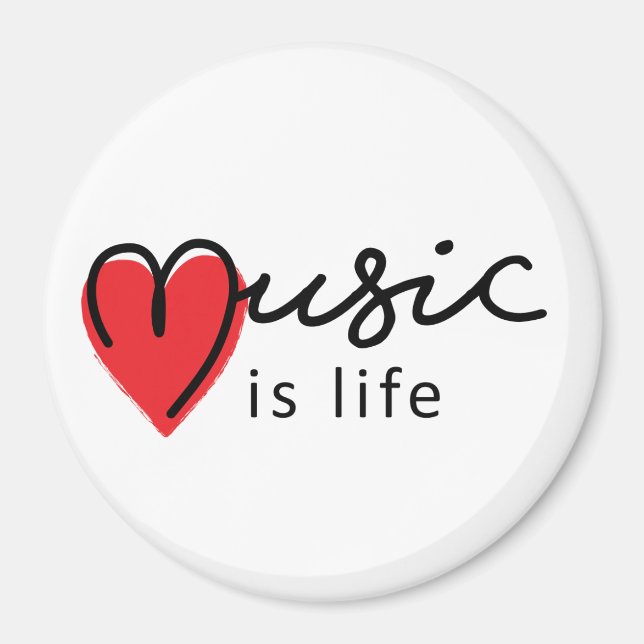 Music is life. Muziek is mijn leven, met hartje. Magnet (Front)