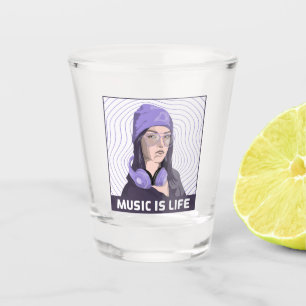 Music Is Life – Purple Headphones Girl Shot Glass